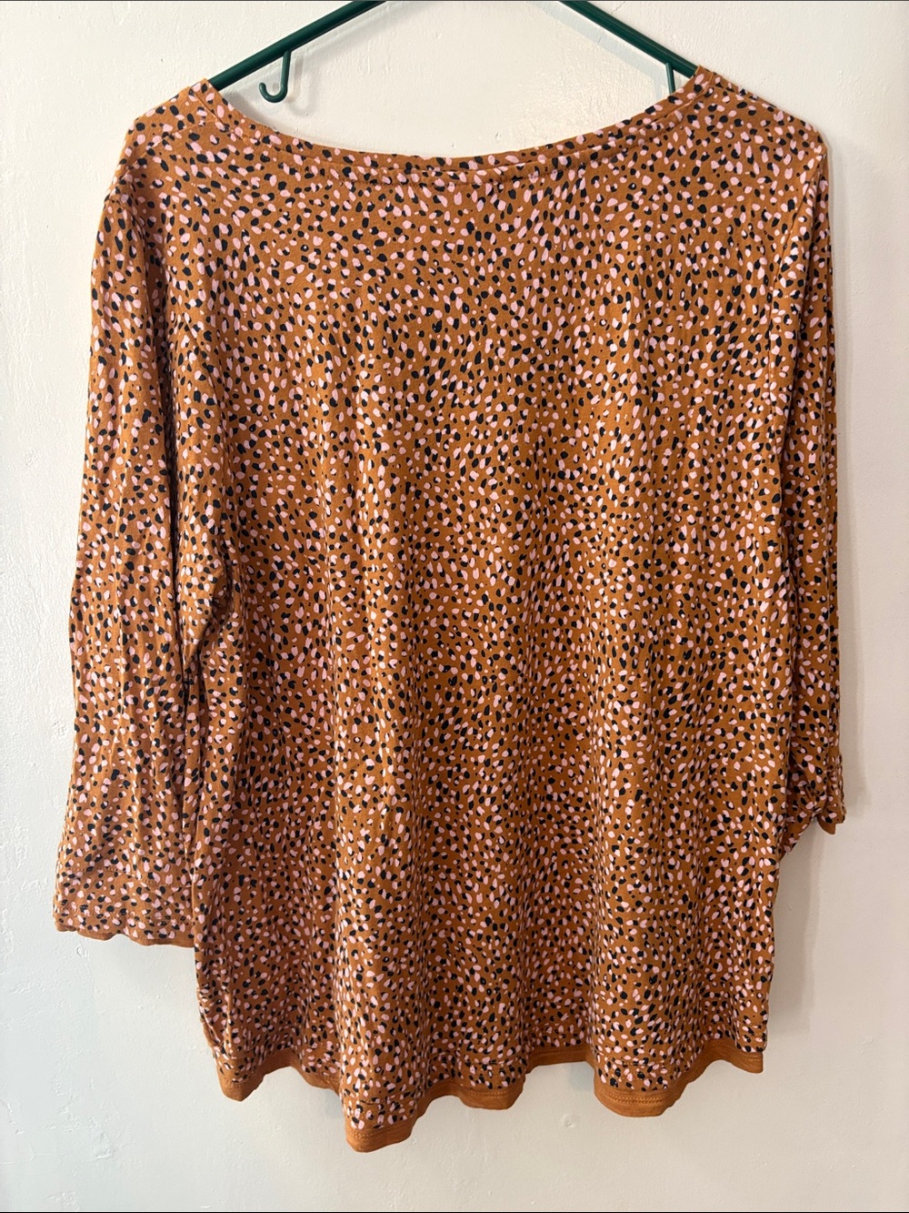 J. Jill Rust Multi-Dot Long Sleeve Boatneck Top Size Large Petite - Picture 6 of 9
